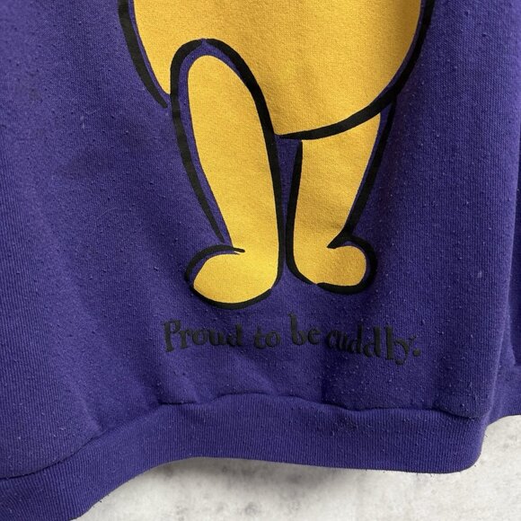 Vintage Winnie The Pooh Sweatshirt Oversized L Purple Crew Neck Cartoon 90s Y2K - Picture 5 of 16
